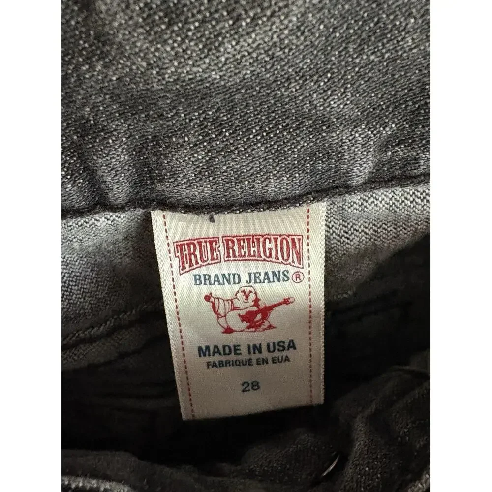 True Religion Men’s Jeans Straight — 28 Black Faded, Made In USA, World Tour